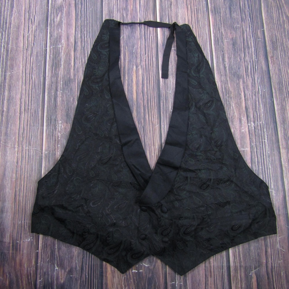 Lord West Vest Mens 2XL Black Paisley Tuxedo Waistcoat Formal Dress Wedding